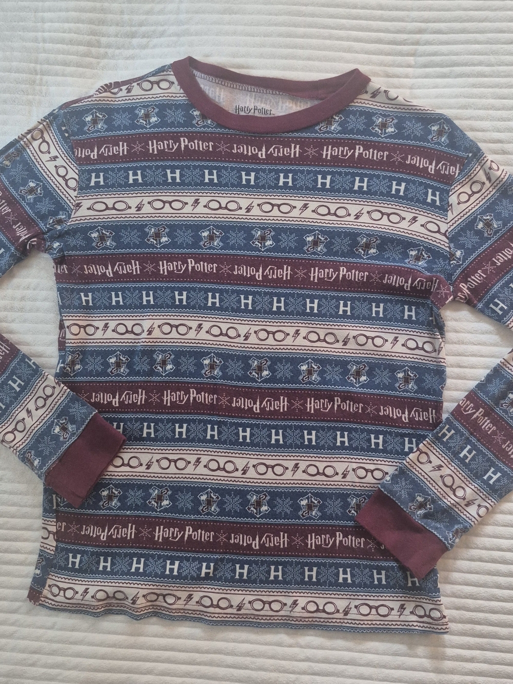 Warner Bros. Harry Potter Navy Blue & Maroon Stripe Long Sleeve Tee